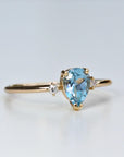 Diamond & Pear Aquamarine Engagement Ring in 14k Gold - Melt'm Jewelry