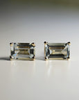 14k Gold Emerald Cut Aquamarine Stud Earrings - Melt'm Jewelry