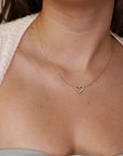 14k Gold Natural Diamond Sliding Open Heart Necklace - Melt'm Jewelry