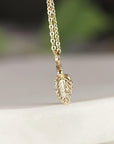 14k Solid Gold Leaf Necklace - Melt'm Jewelry