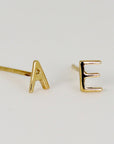 14k Solid Gold Initial Stud Earrings - Melt'm Jewelry
