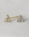 Diamond Trio Stud Earrings, Diamond Cluster Earrings (SINGLE OR PAIR) - Melt'm Jewelry