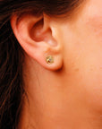 14k Gold Sunrise Disc Aquamarine Stud Earrings - Melt'm Jewelry