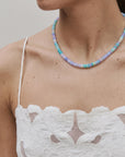 Ethiopian Opal Necklace, Natural Opal Beaded Necklace, Teal Purple Opal Rondelle Necklace, Silk Knotted, 14K Gold Filled