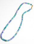Ethiopian Opal Necklace, Natural Opal Beaded Necklace, Teal Purple Opal Rondelle Necklace, Silk Knotted, 14K Gold Filled