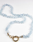 Aquamarine Hand Knotted Silk Necklace: Faceted Rondelle Beads and Gold Filled Charm Holder - Melt'm Jewelry