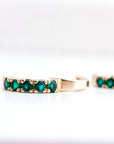 Emerald Huggie Earrings 14K Gold, Lab Grown Emerald Hoops - 15mm - Melt'm Jewelry