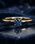 Montana Sapphire Ring 14k Gold, Blue Sapphire Solitaire Engagement Ring, Minimalist Promise Jewelry, September Birthstone Gift for Her shown in an AI-generated listing photo