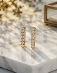 Diamond Bar Earrings in 14k Gold (SINGLE or PAIR) - Melt'm Jewelry