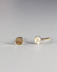 14k Solid Gold Stud Earrings - 4mm Hammered Disc Studs - Melt'm Jewelry
