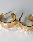 Chunky Gold Hoops, Hammered Gold Thick Hoop Earrings - Melt'm Jewelry