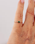 Minimalist Baguette Emerald Ring 14k Gold - Melt'm Jewelry