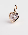 Lab Grown Diamond Heart Pendant, 14K Solid Gold Bezel Set Heart Necklace, 0.69 Carat Diamond, Handmade Fine Jewelry