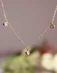 3 Diamond Station Necklace in 14k Gold - Melt'm Jewelry