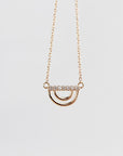 10K Solid Gold Diamond Rainbow Necklace, Lab Grown Diamond Pendant, Dainty Gold Necklace, Adjustable 16-20", Gift for Her