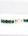 Emerald Huggie Earrings 14K Gold, Lab Grown Emerald Hoop Earrings, 15mm Solid Gold Huggies, Green Gemstone Fine Jewelry