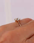 Cushion Cut Aquamarine Ring 14k Gold, Floral Basket Setting Ring