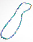 Ethiopian Opal Necklace, Natural Opal Beaded Necklace, Teal Purple Opal Rondelle Necklace, Silk Knotted, 14K Gold Filled - Melt'm Jewelry