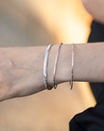 Sterling Silver Open Cuff Bracelet Leaf & Flowers, Handwriting Inside - Melt'm Jewelry