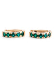 Emerald Huggie Earrings 14K Gold, Lab Grown Emerald Hoops - 15mm - Melt'm Jewelry