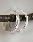 Small Sterling Silver Hoops Earrings, 3/4 Inch Patterned Silver Hoop Earrings - Melt'm Jewelry