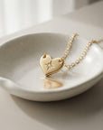 14K Solid Gold North Star Diamond Heart Pendant Necklace - Melt'm Jewelry