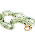 Green Prehnite Faceted Rondelle Necklace, 7mm Silk Hand Knotted 20" Strand with Gold Filled Figure Eight Charm Holder Clasp - Melt'm Jewelry