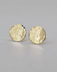 Hammered Gold Stud Earrings, 14k Solid Gold Disc Earrings - Melt'm Jewelry