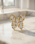 CZ Butterfly Flat Back Earrings 14k Solid Gold (single or pair) - Melt'm Jewelry