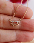 10K Solid Gold Diamond Rainbow Necklace, Lab Grown Diamond Pendant, Dainty Gold Necklace, Adjustable 16-20", Gift for Her