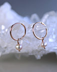 Pearl Hoop Earrings, Rose Gold Bridal Jewelry, Gold Filled Hoops - Melt'm Jewelry