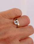 Cushion Cut Aquamarine Ring 14k Gold, Floral Basket Setting Ring