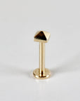 Teeny Tiny Pyramid Flat Back Earrings 14k Solid Gold (SINGLE), Internally Threaded Ear piercings - Melt'm Jewelry