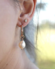 Keshi Pearl Hoop Earrings in Rose Gold or Yellow Gold Filled - Melt'm Jewelry