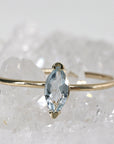 Marquise Cut Aquamarine Engagement Ring, 14k Gold March Birthstone Ring - Melt'm Jewelry