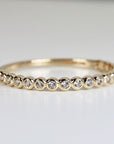 Bezel Half Eternity Stacking Ring 14k Solid Gold, Eternity Wedding Band - Melt'm Jewelry