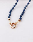Natural Sapphire Necklace, Hand Knotted Gemstone Necklace, 4mm Blue Sapphire Beaded Necklace, Gold Filled Charm Holder, September Birthstone - Melt'm Jewelry