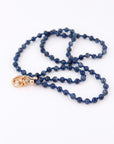Natural Sapphire Necklace, Hand Knotted Gemstone Necklace, 4mm Blue Sapphire Beaded Necklace, Gold Filled Charm Holder, September Birthstone - Melt'm Jewelry