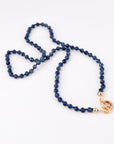Natural Sapphire Necklace, Hand Knotted Gemstone Necklace, 4mm Blue Sapphire Beaded Necklace, Gold Filled Charm Holder, September Birthstone - Melt'm Jewelry