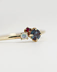 Dainty Cluster Gemstone Promise Ring with Alexandrite, Opal, Ruby - Melt'm Jewelry