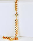 Heart CZ Bracelet Gold Filled, Dainty Gold Curb Chain Bracelet - Melt'm Jewelry