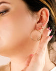 Large Double Aquamarine Hoop Earrings in 14k Gold - Melt'm Jewelry