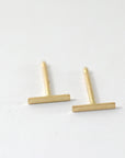 Minimalist Bar Stud Earrings 14k Solid Gold - Melt'm Jewelry