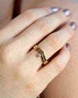 14k Gold Chevron Diamond Wedding Band Ring - Melt'm Jewelry
