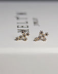 Tiny Cross Diamond Earrings in 14k Gold (SINGLE OR PAIR) - Melt'm Jewelry