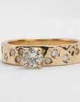 14k Gold Flush Set Diamond Wedding Band, Diamond Gypsy Ring - Melt'm Jewelry