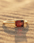 14k Gold East West Garnet Ring - Melt'm Jewelry