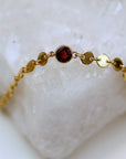 Gold Coin Chain Garnet Necklace, Garnet Choker - Melt'm Jewelry