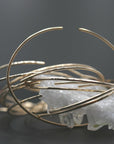 Thin Cuff Bracelet, Hammered Gold Open Bangle - Melt'm Jewelry