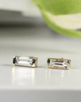 Baguette Diamond Stud Earrings 14k Gold - Melt'm Jewelry